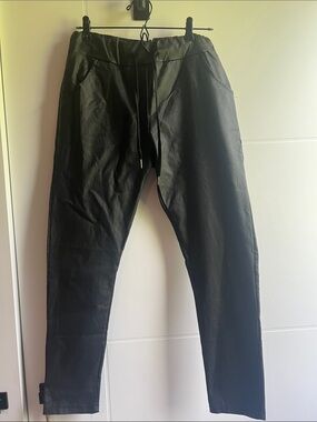 Italian joggers. Black Drawstring Faux-Leather look Pants